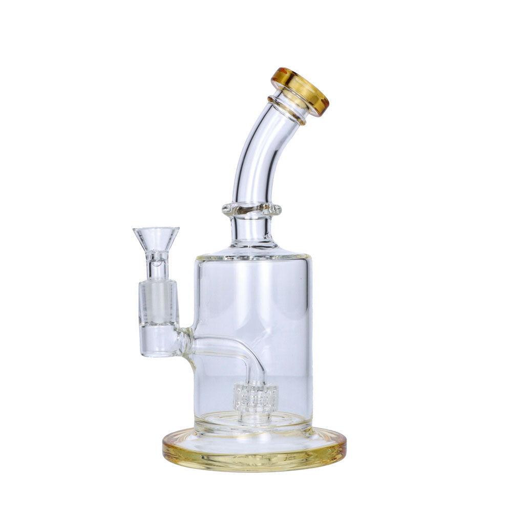 Glass Glycerine Beaker Bubbler with Drum Percolator | Yellow | side view 3