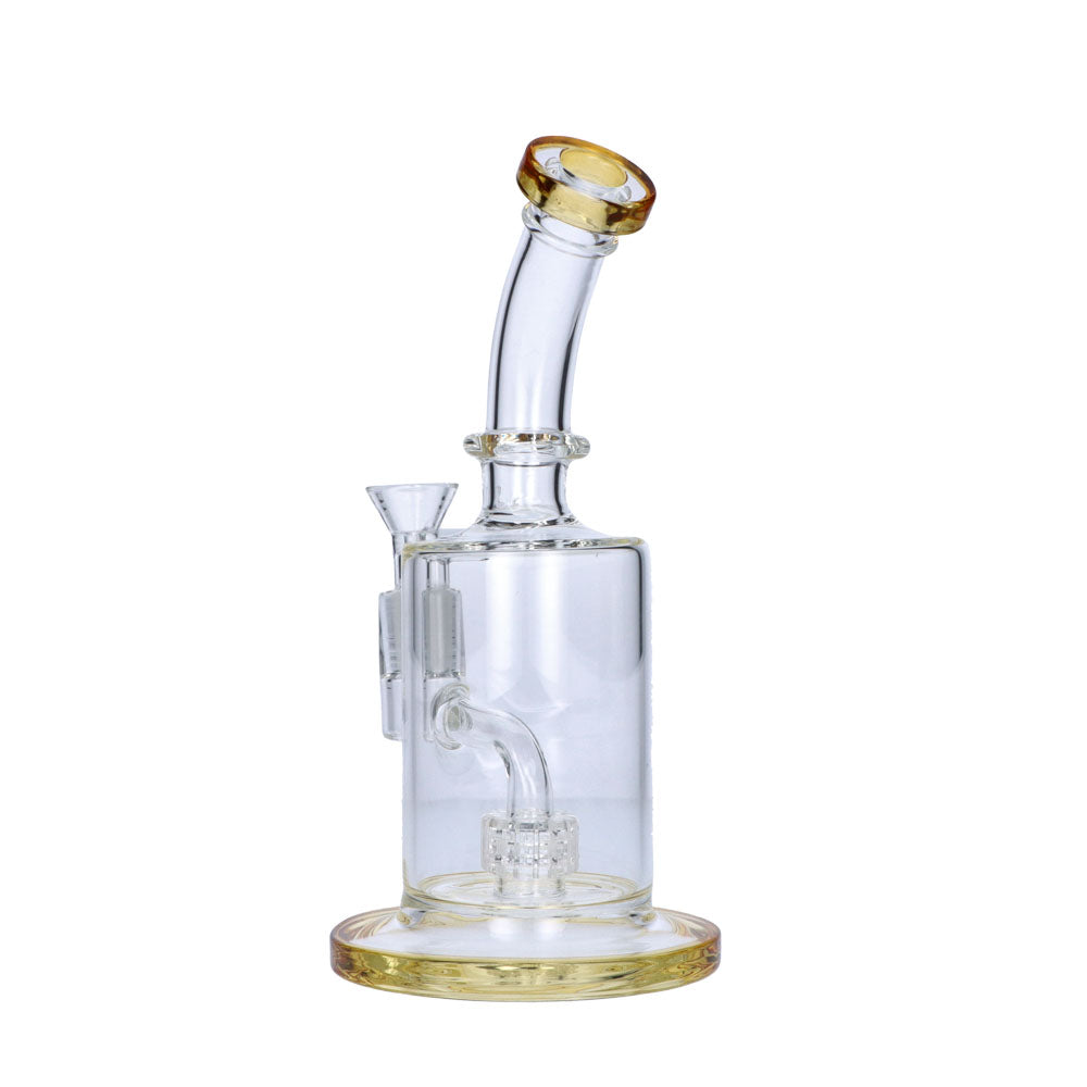 Glass Glycerine Beaker Bubbler with Drum Percolator | Yellow | side view 4