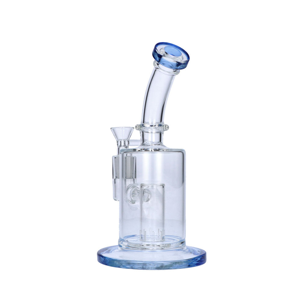 Glass Bubbler with Slitted Perc | 9 Inch | Blue | side view 4