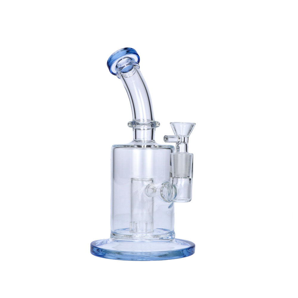 Glass Bubbler with Slitted Perc | 9 Inch | Blue | side view 1