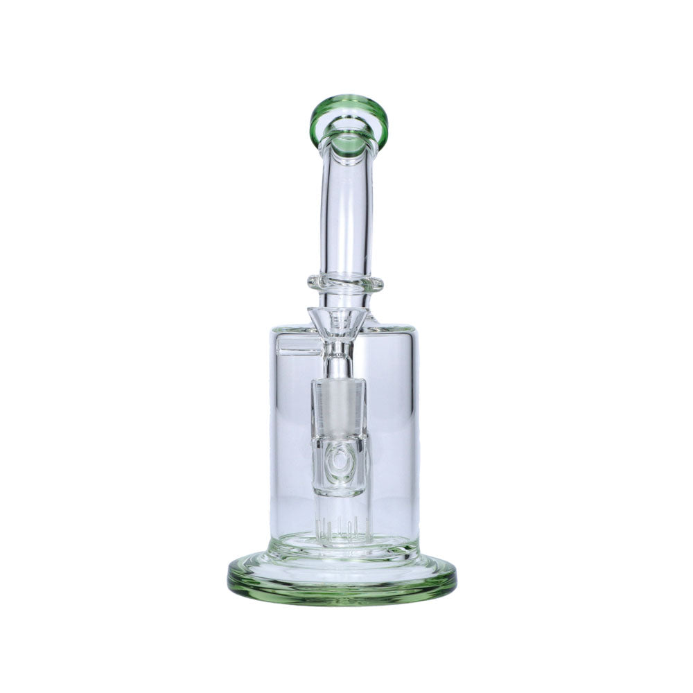 Glass Bubbler with Slitted Perc | 9 Inch | Green | front view
