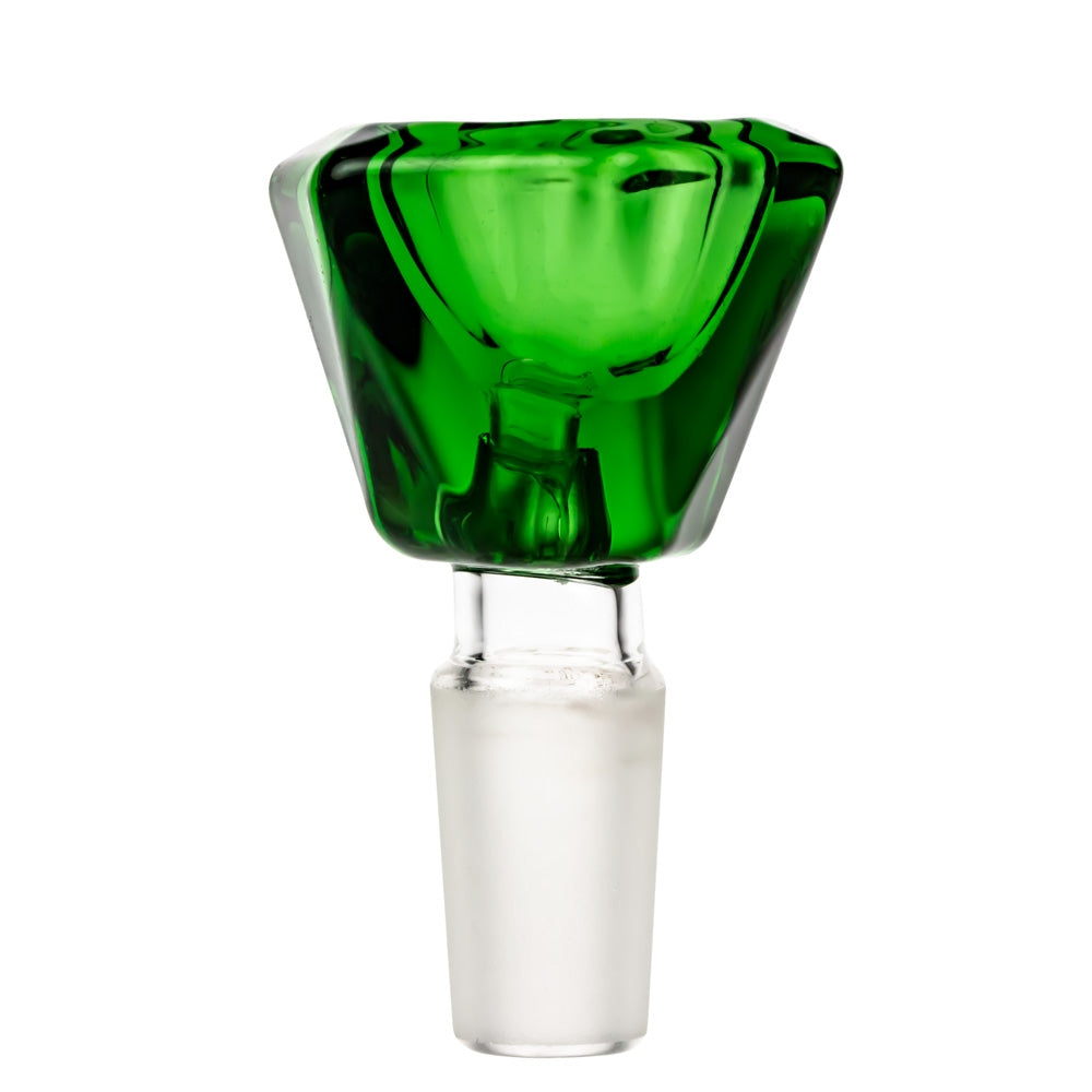 Colored Glass Diamond Shaped Herb Bowl | Male Joint | Green | Side View