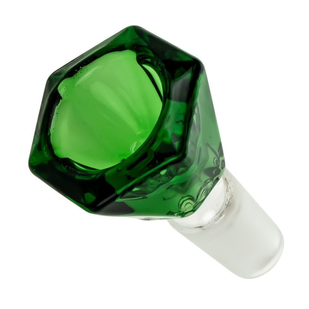 Colored Glass Diamond Shaped Herb Bowl | Male Joint | Green | Top View