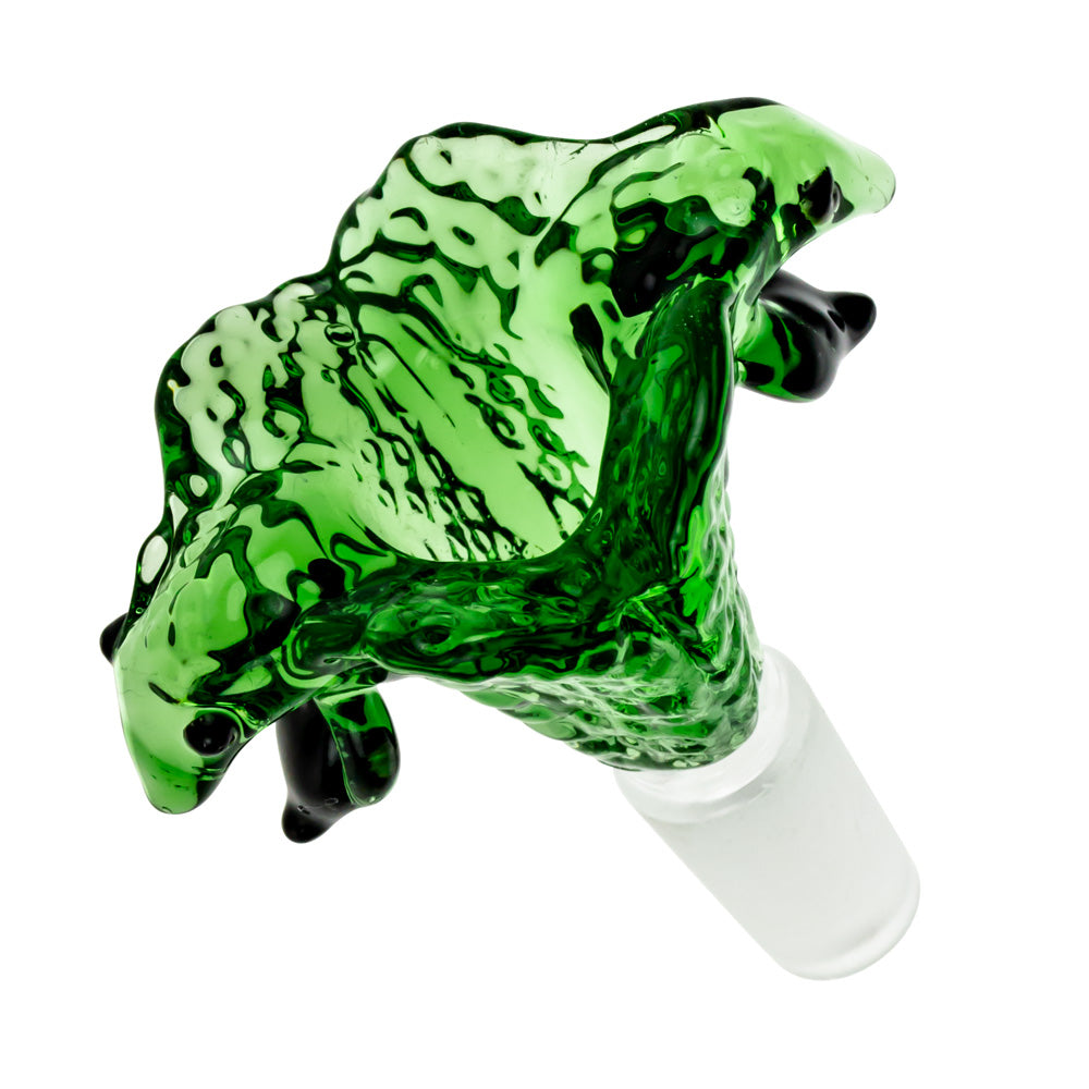 Glass Double Cobra Head Bowl | Green | 14.5mm - Top View