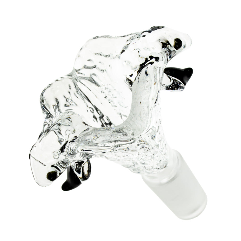 Glass Double Cobra Head Bowl | Clear | 14.5mm - Top View