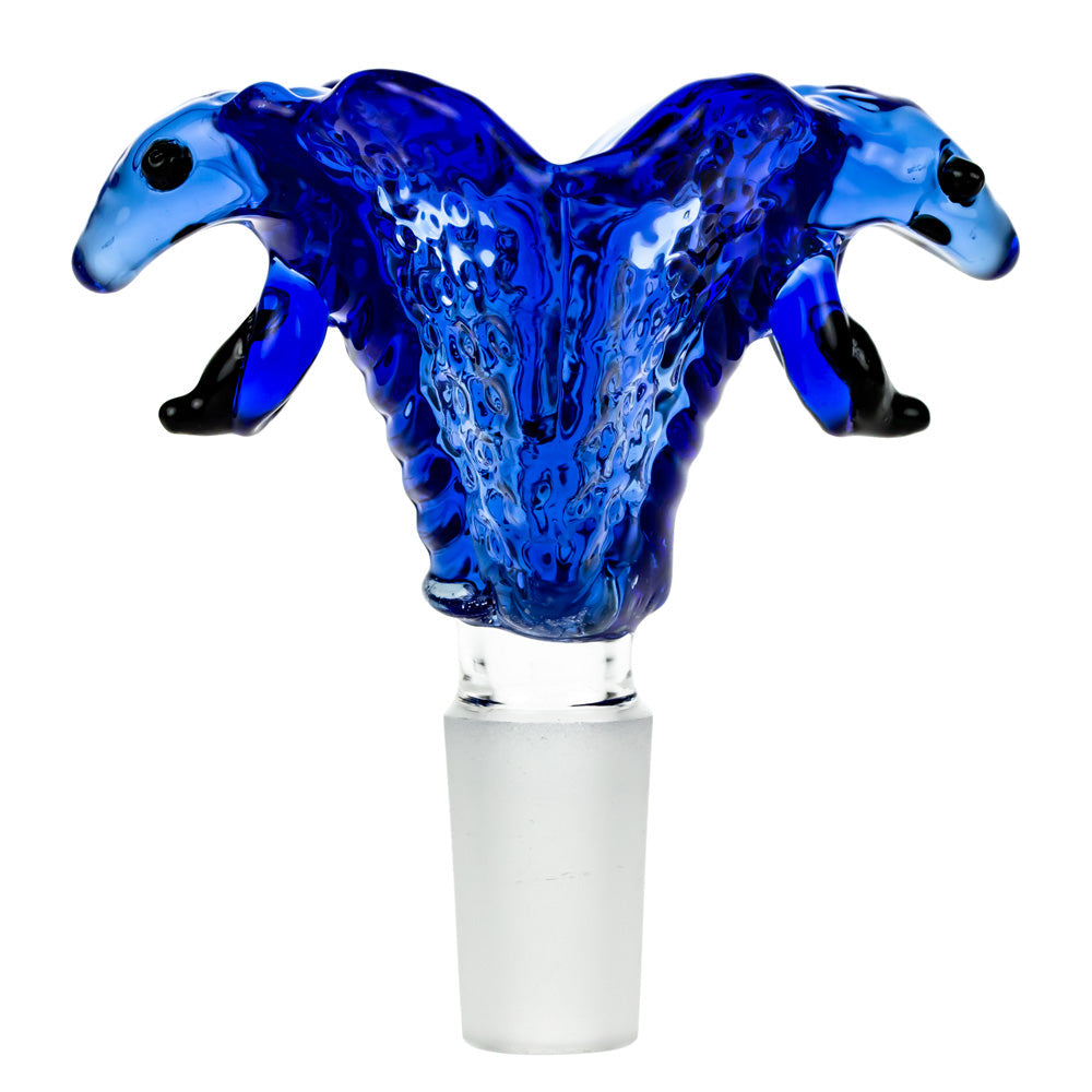 Glass Double Cobra Head Bowl | Blue | 14.5mm
