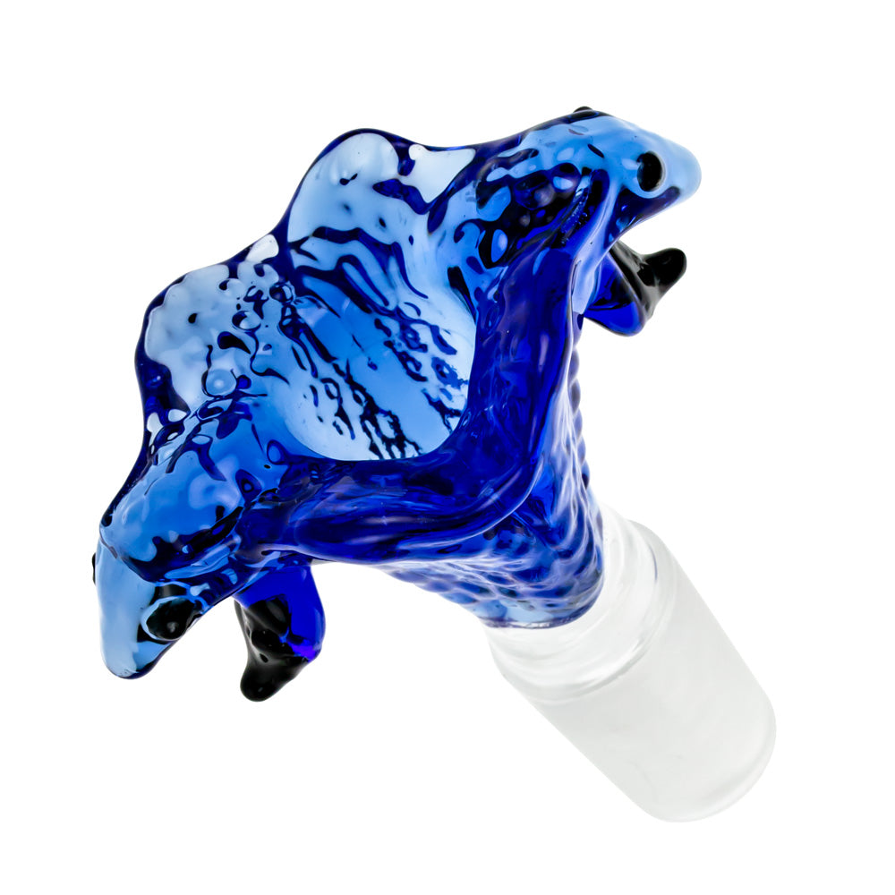 Glass Double Cobra Head Bowl | Blue | 18.8mm - Top View