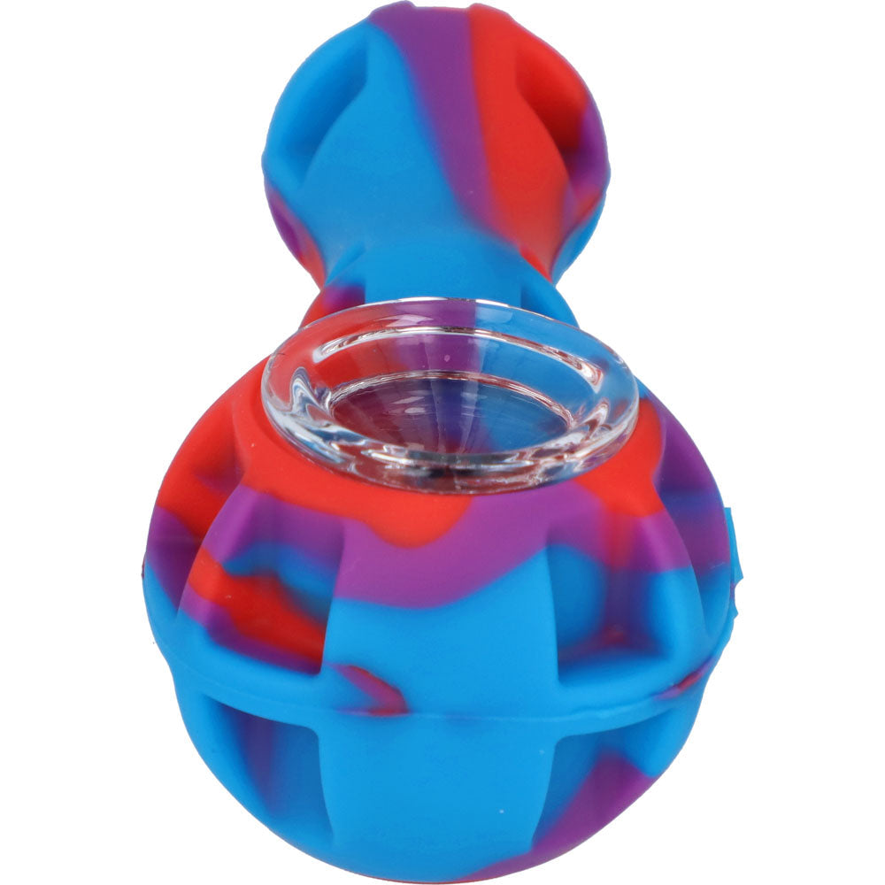 Silicone 2 in 1 Pipe with Metal Dab Tool | Random Color | Blue/Red/Purple | front view