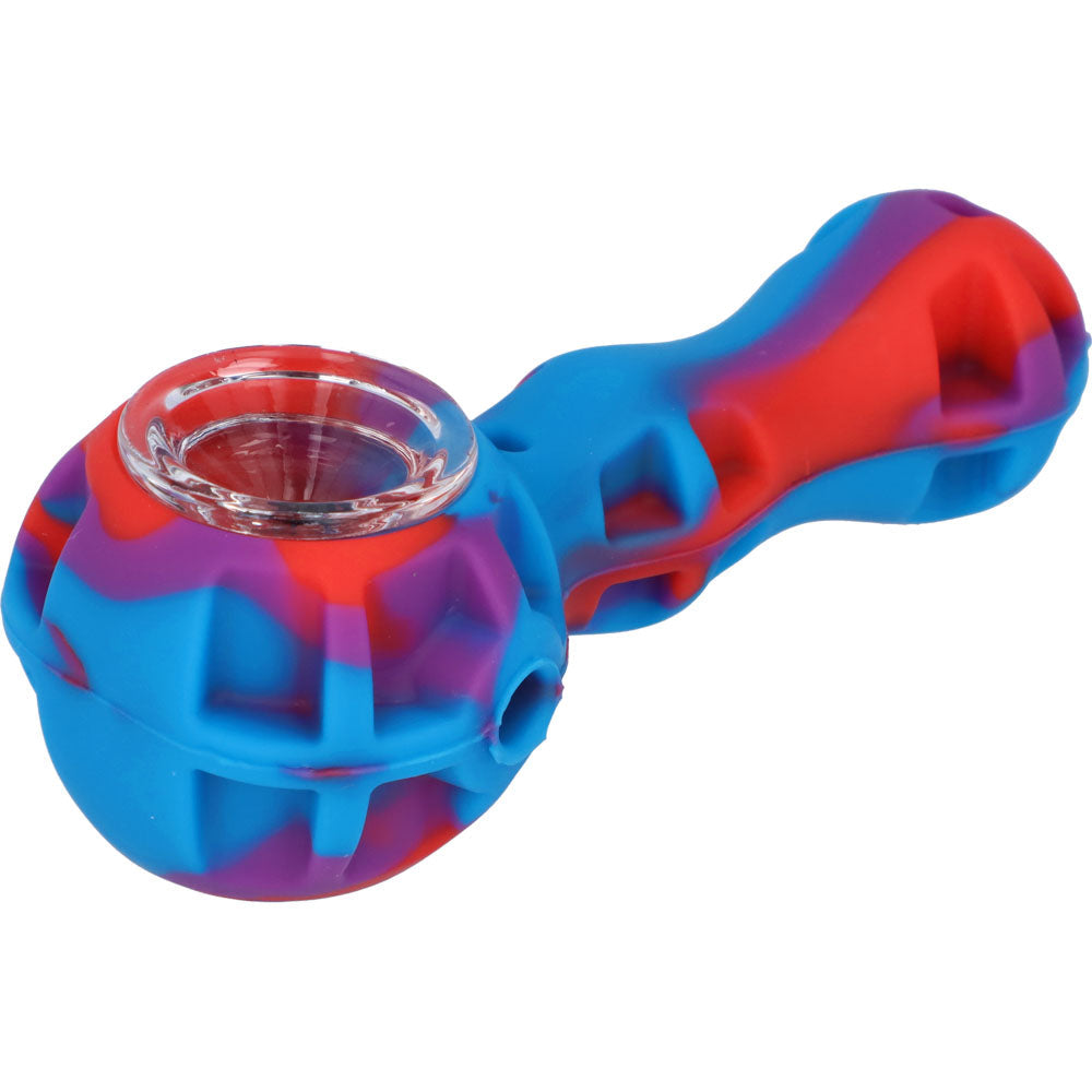 Silicone 2 in 1 Pipe with Metal Dab Tool | Random Color | Blue/Red/Purple | side view 1