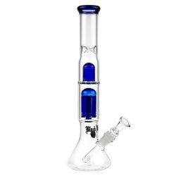 Black Leaf - ELITE Beaker Base 6-arm Perc Bong - Carb Hole - Blue - Side View 1