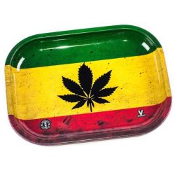 V Syndicate 18x14 Metal Rolling Tray | Rasta Leaf