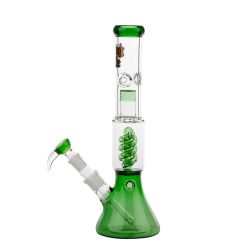 Thug Life OG Series V2 Beaker Base Spiral Perc Ice Bong | Green | Side view 1