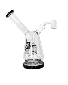 Black Leaf Glass Drum Percolator Dab Rig | Black