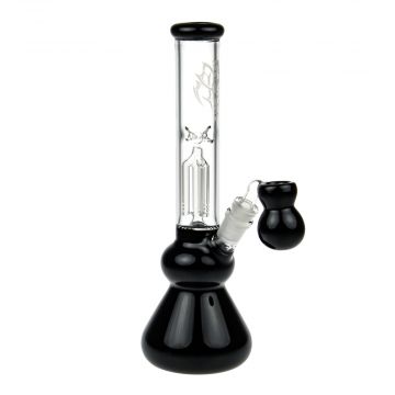 Black Leaf 4-arm Perc Bong with Ash Catcher | Black - Side View 1